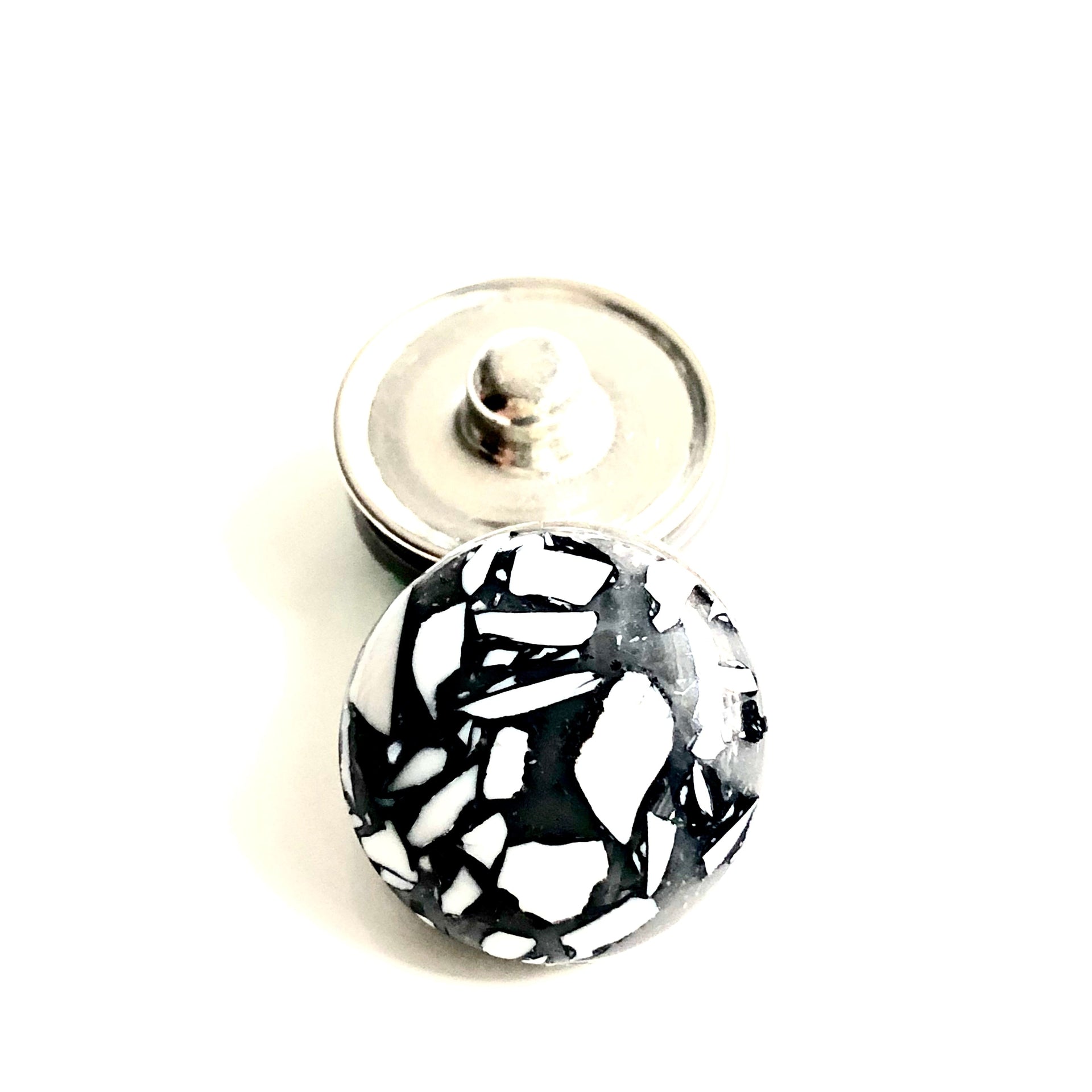 Metal hairpin click / chunk button 083 - grijs-wit - buttons