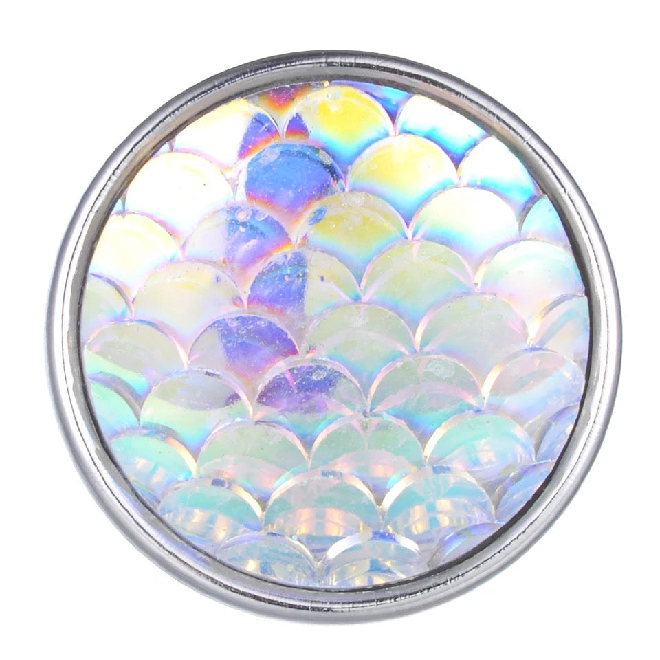 Metal hairpin click / chunk button 086 - geel/wit - buttons