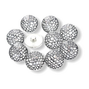 Metal hairpin click / chunk button 088 - zwart/wit - buttons