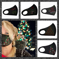 mondkapje zwart strass steentjes kerst