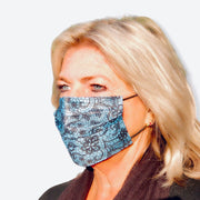 Mondkapje met kantprint blauw/zwart