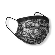 Mondkapje met kantprint motief zwart-wit 2 stuks