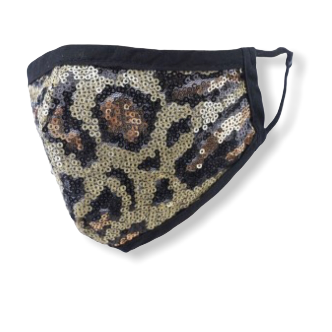 Mondkapje paillette bruin