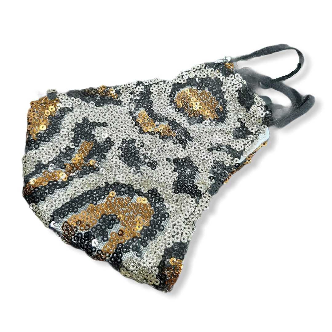 Mondkapje paillette bruin