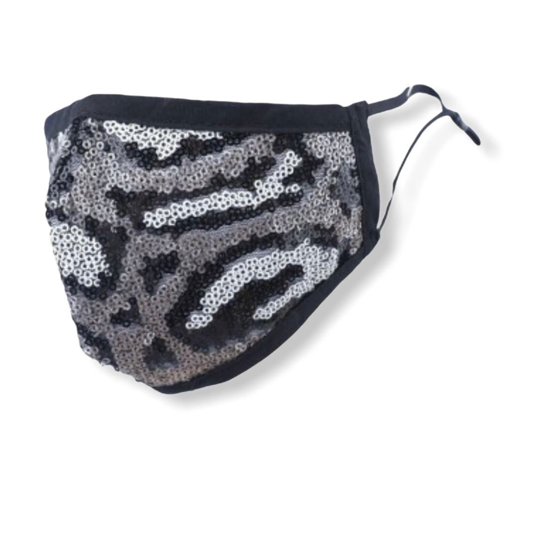 Mondkapje paillette grijs