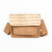 Naturel schoudertasje met subtiele dieren print - tas