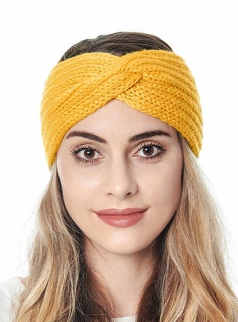 Okergeel haarband oorwarmer