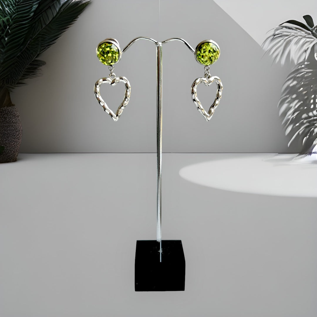 Oorbel cabochon hanger sparkling love