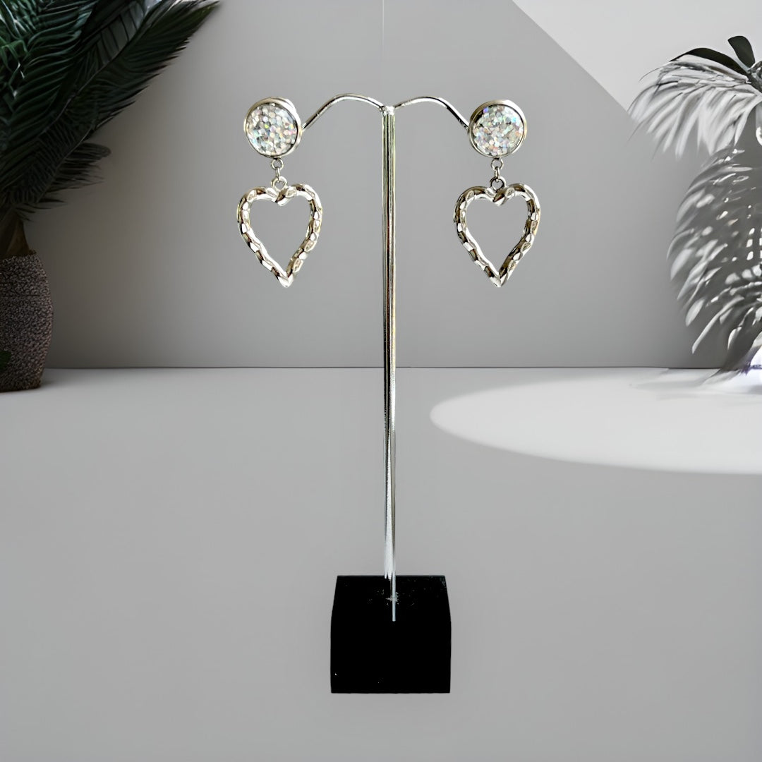 Oorbel cabochon hanger sparkling love