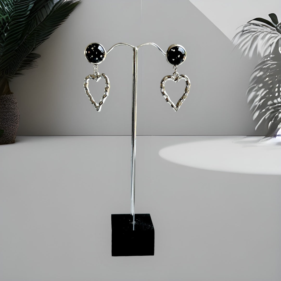 Oorbel cabochon hanger sparkling love