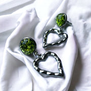 Oorbel cabochon hanger sparkling love - sparkling green