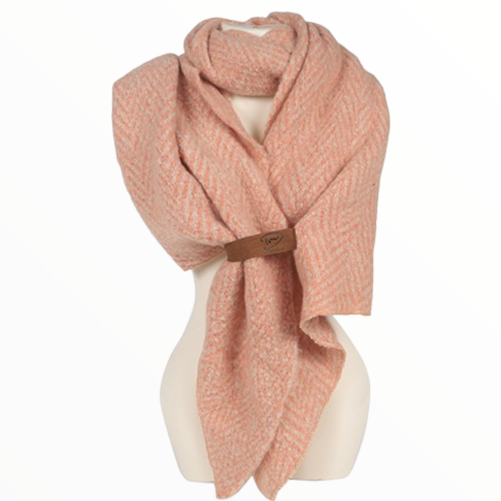 Peach zachte dames sjaal met handige lus - sjaal