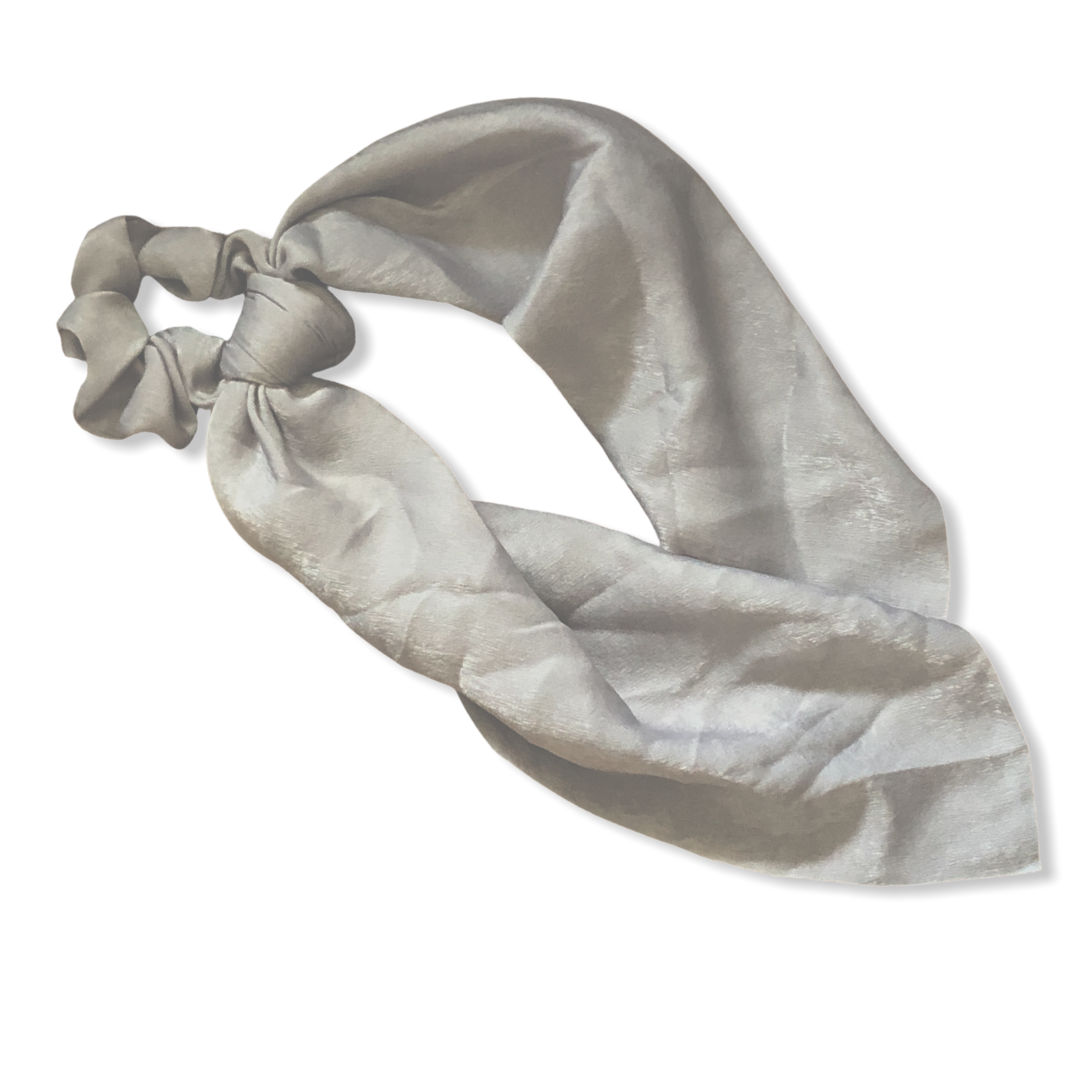Scrunchie / scrunzel met lint grijs