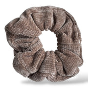 Scrunchie set 3 stuks – zachte velvet rib haar­elastieken in nude roze & taupe
