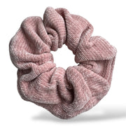 Scrunchie set 3 stuks – zachte velvet rib haar­elastieken in nude roze & taupe