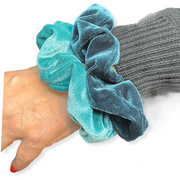 Set 2 scrunchies haarelastieken velvet groen/petrol - scrunchie