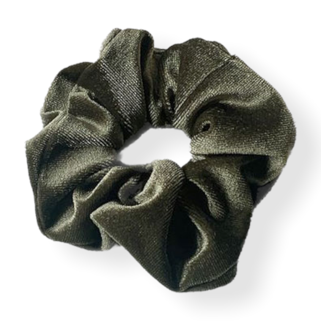 Set 2 scrunchies haarelastieken velvet zwart/groen - scrunchie