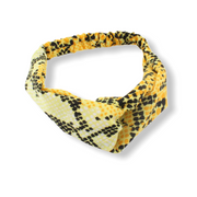 Set geel print haarband / bandana met 2 scrunchies - haarband
