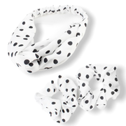 Set wit met zwarte dots haarband / bandana 2 scrunchies - haarband