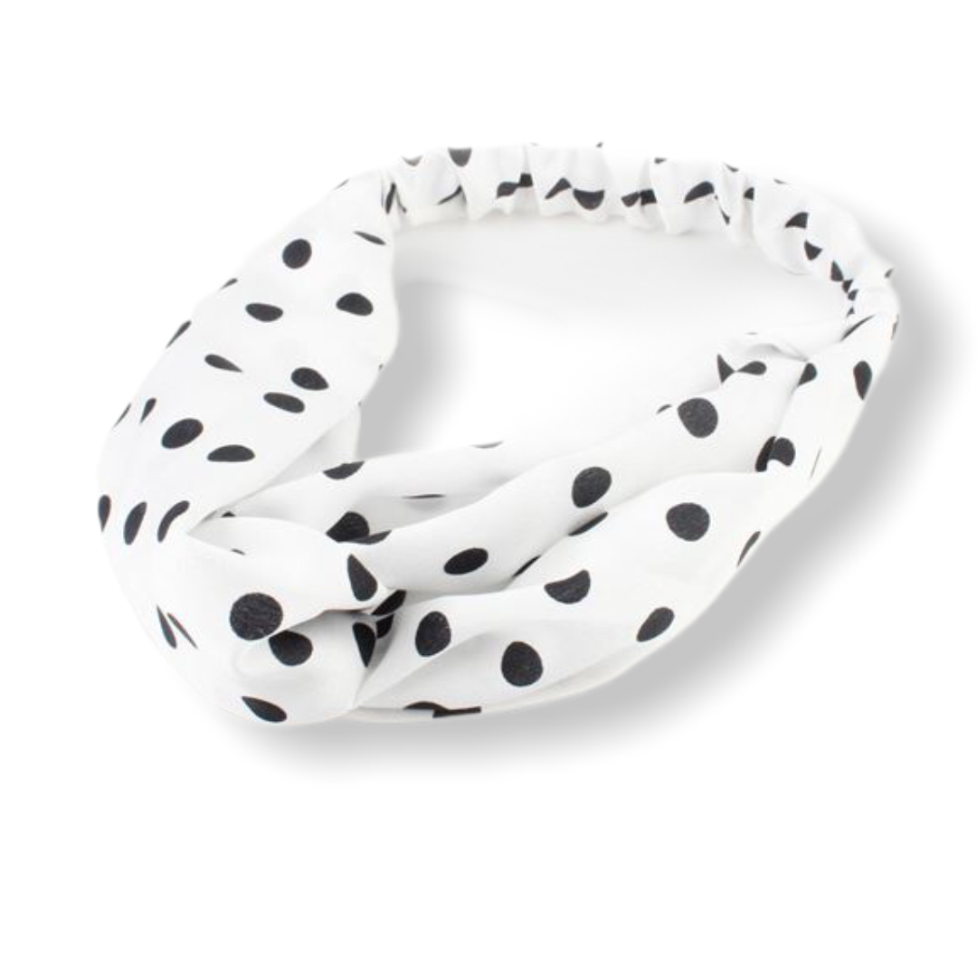 Set wit met zwarte dots haarband / bandana 2 scrunchies - haarband