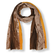 Sjaal bruin met schubben print - yellow