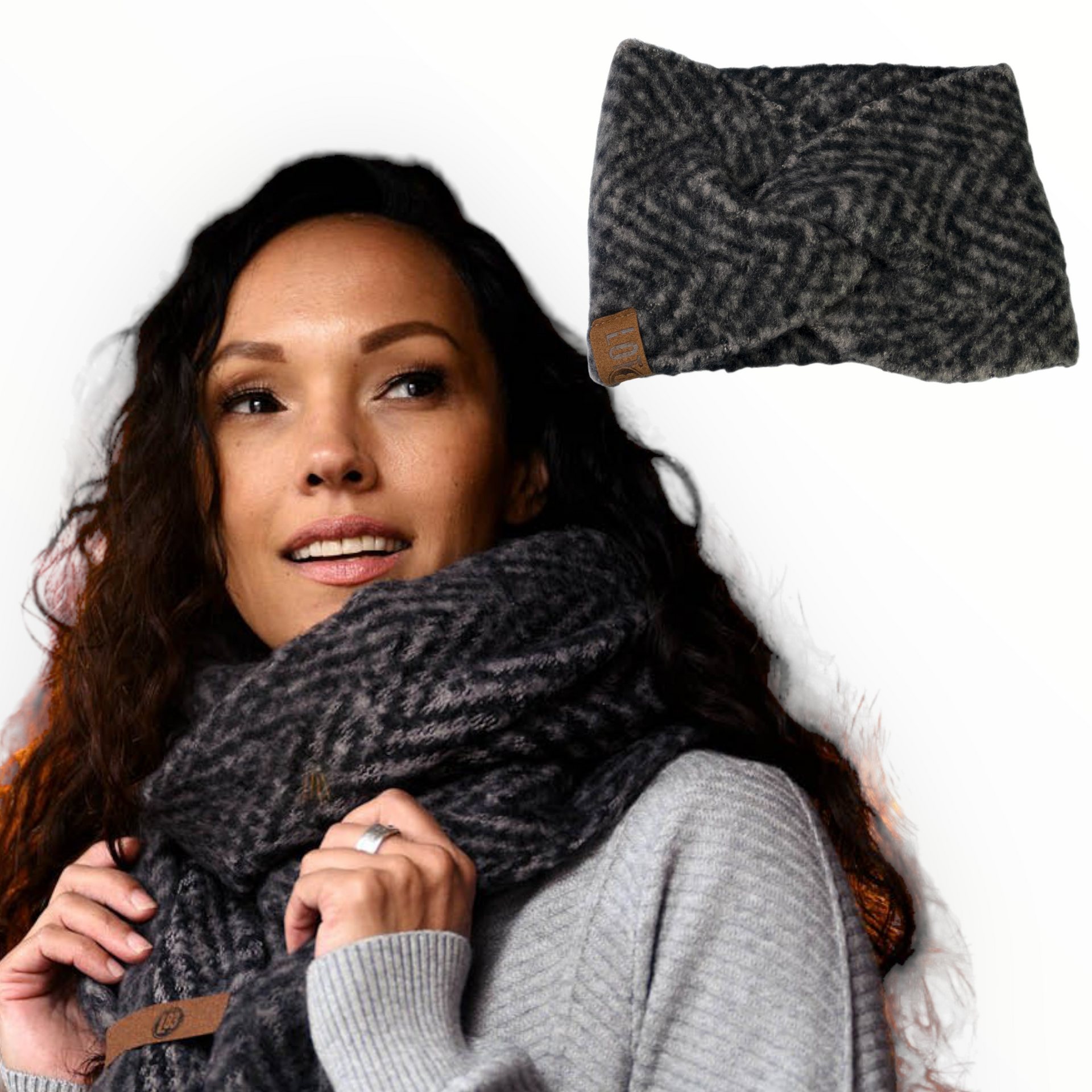 Sjaal jet zwart visgraat merk lot83