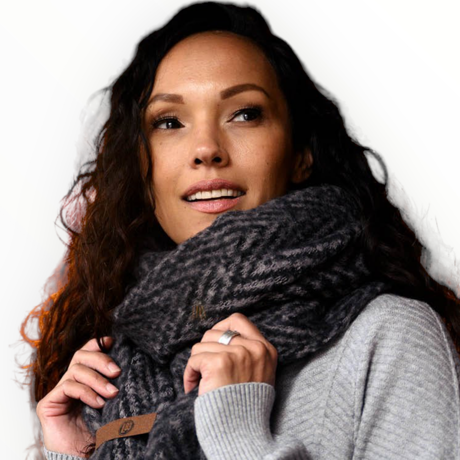 Sjaal jet zwart visgraat merk lot83