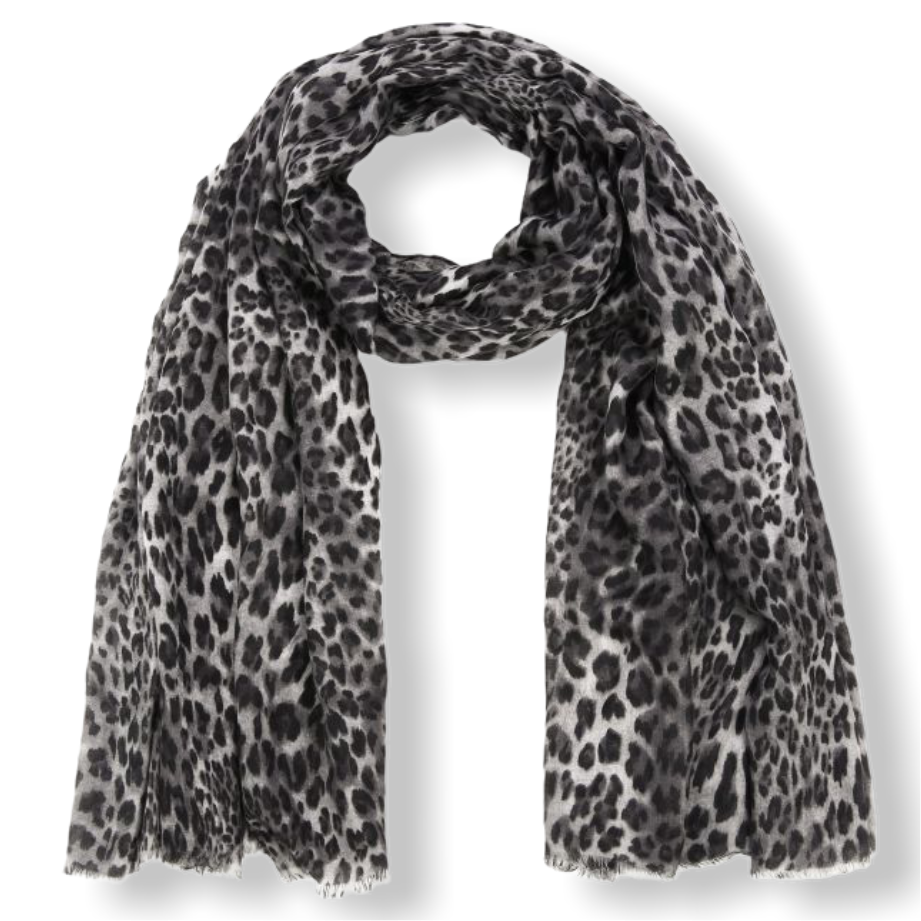 Sjaal leo print - zwart/grijs