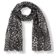 Sjaal leo print - zwart/grijs