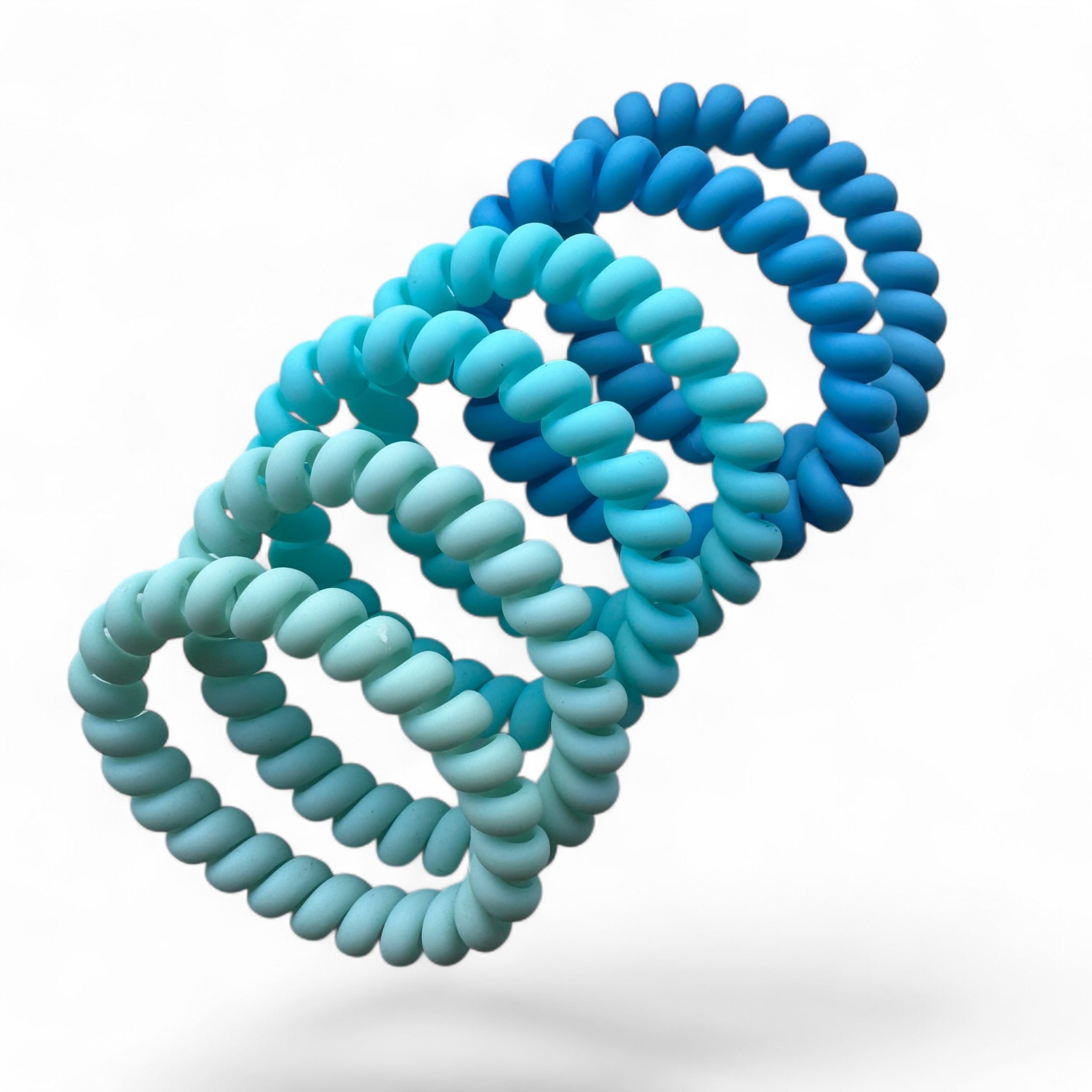 Haarelastiekjes - Spiraal - 6 stuks turquoise blauw mix