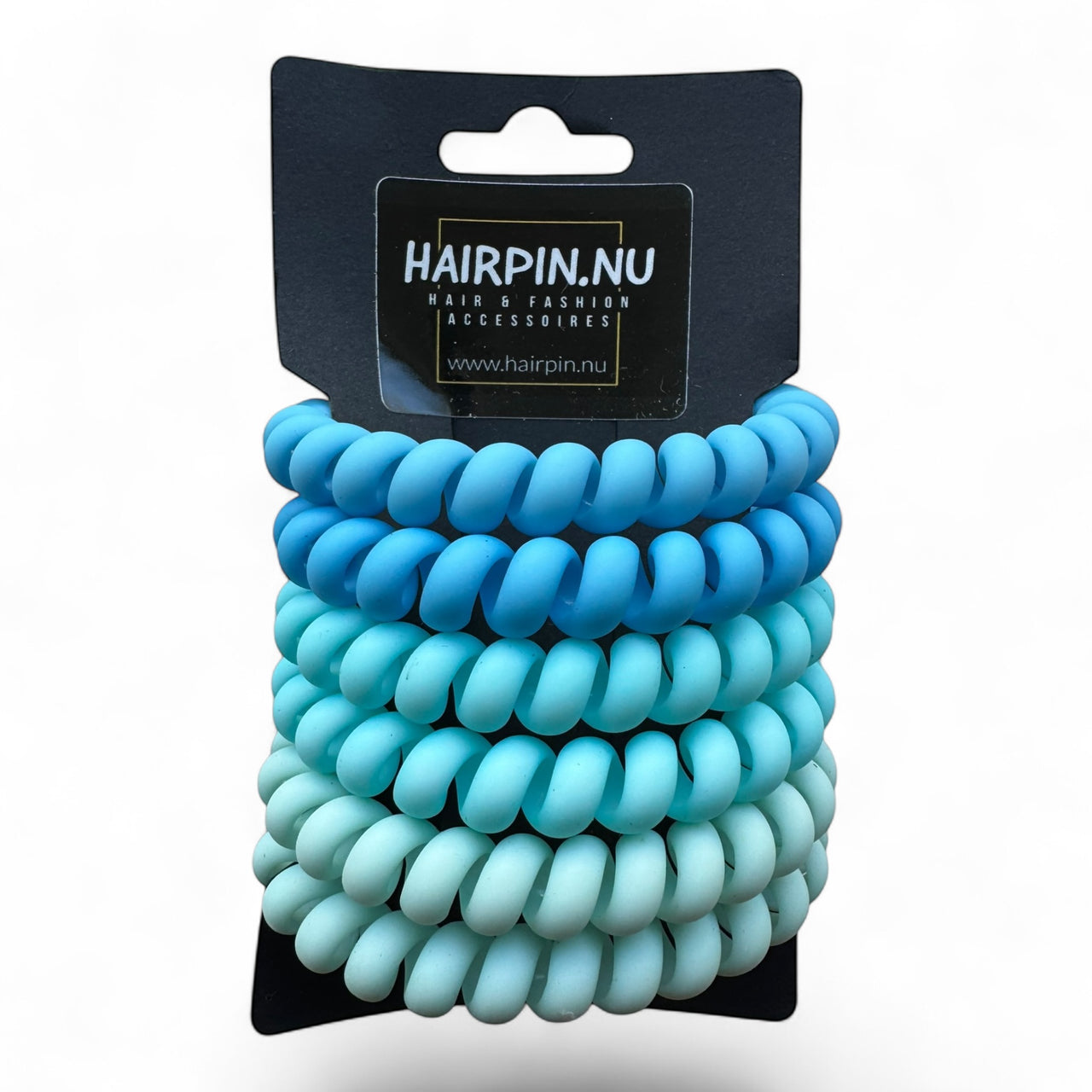 Haarelastiekjes - Spiraal - 6 stuks turquoise blauw mix