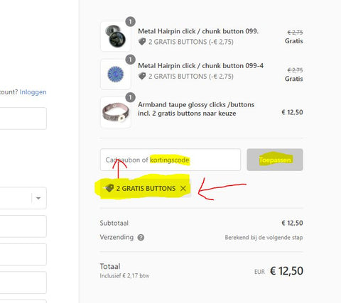 Armband dubbel kralen clicks /buttons zwart incl. 2 gratis buttons