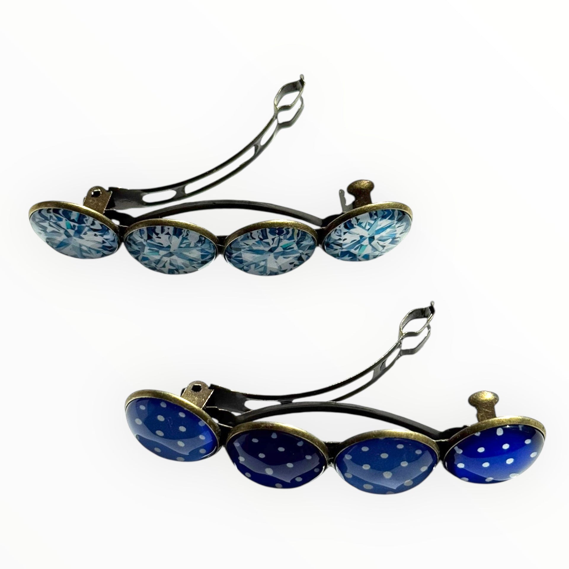 Voordeelset color hairclips set 2 stuks ibiza style blue xl - haarspelden