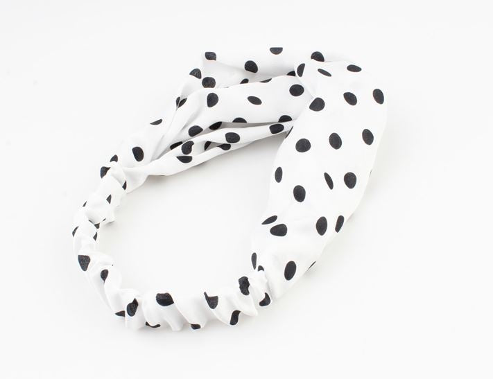 Wit met zwarte dots haarband / bandana elastiek - haarband