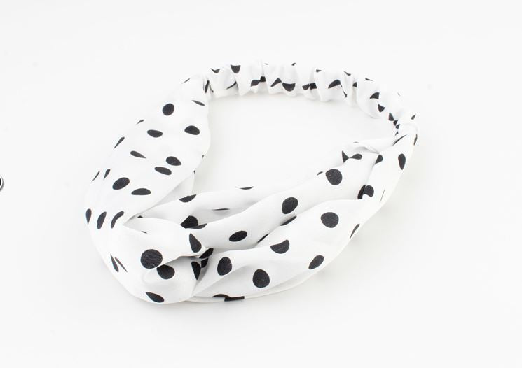 Wit met zwarte dots haarband / bandana elastiek - haarband