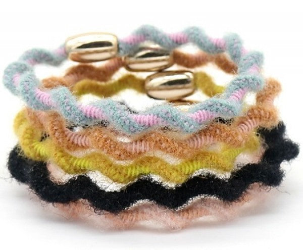 Wokkel colors haarelastieken 5 stuks - haaraccessoire