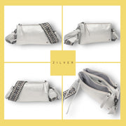 Zilver schoudertasje crossbody castel met 2 schouderbanden - handtassen