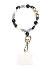 Zwart-grijs telefoon / sleutel-hanger - telefoonkoord