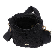 Zwart teddy telefoon- en schoudertasje gestel - crossbodybag