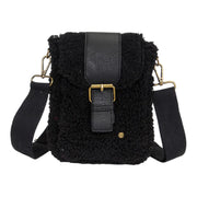 Zwart teddy telefoon- en schoudertasje gestel - crossbodybag