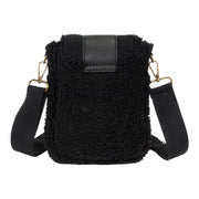 Zwart teddy telefoon- en schoudertasje gestel - crossbodybag