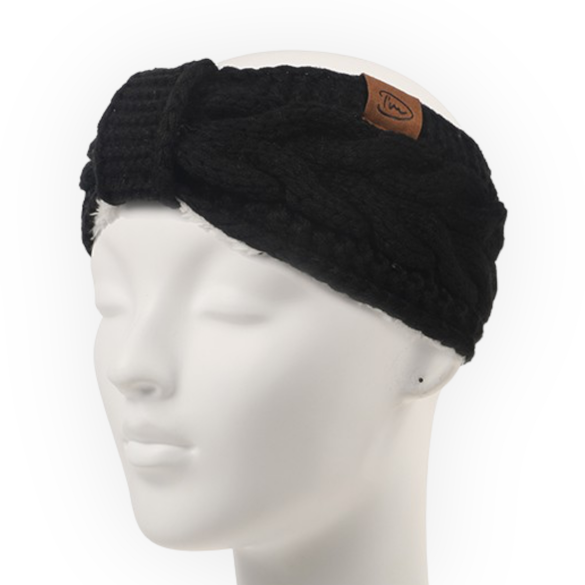 Zwarte haarband / oorwarmer met fijn zachte binnenkant - haarband