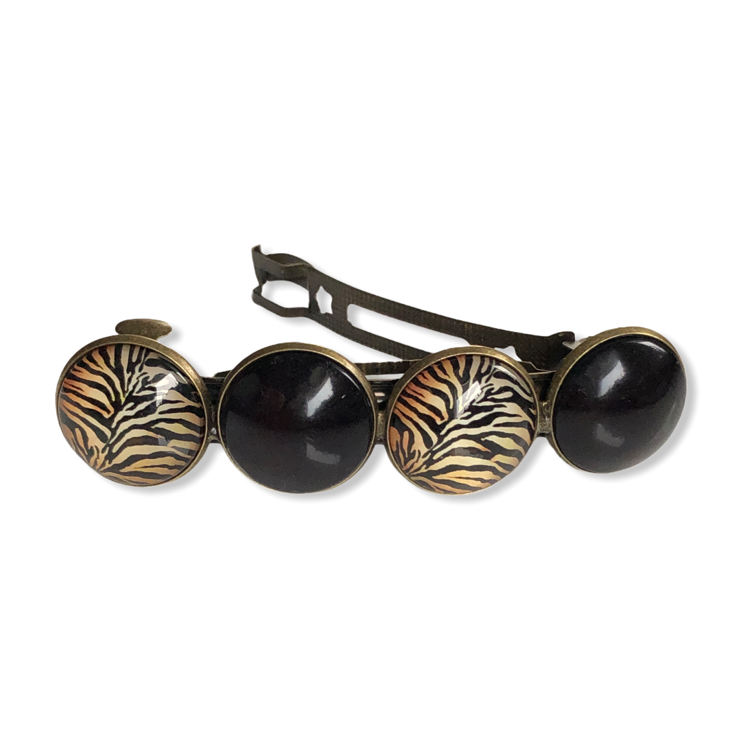 Color Hairclip original glas cabochon haarspeld zwart-print 019