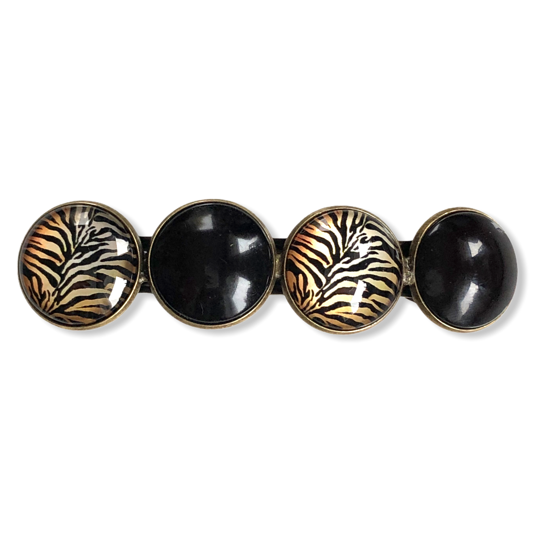 Color Hairclip original glas cabochon haarspeld zwart-print 019