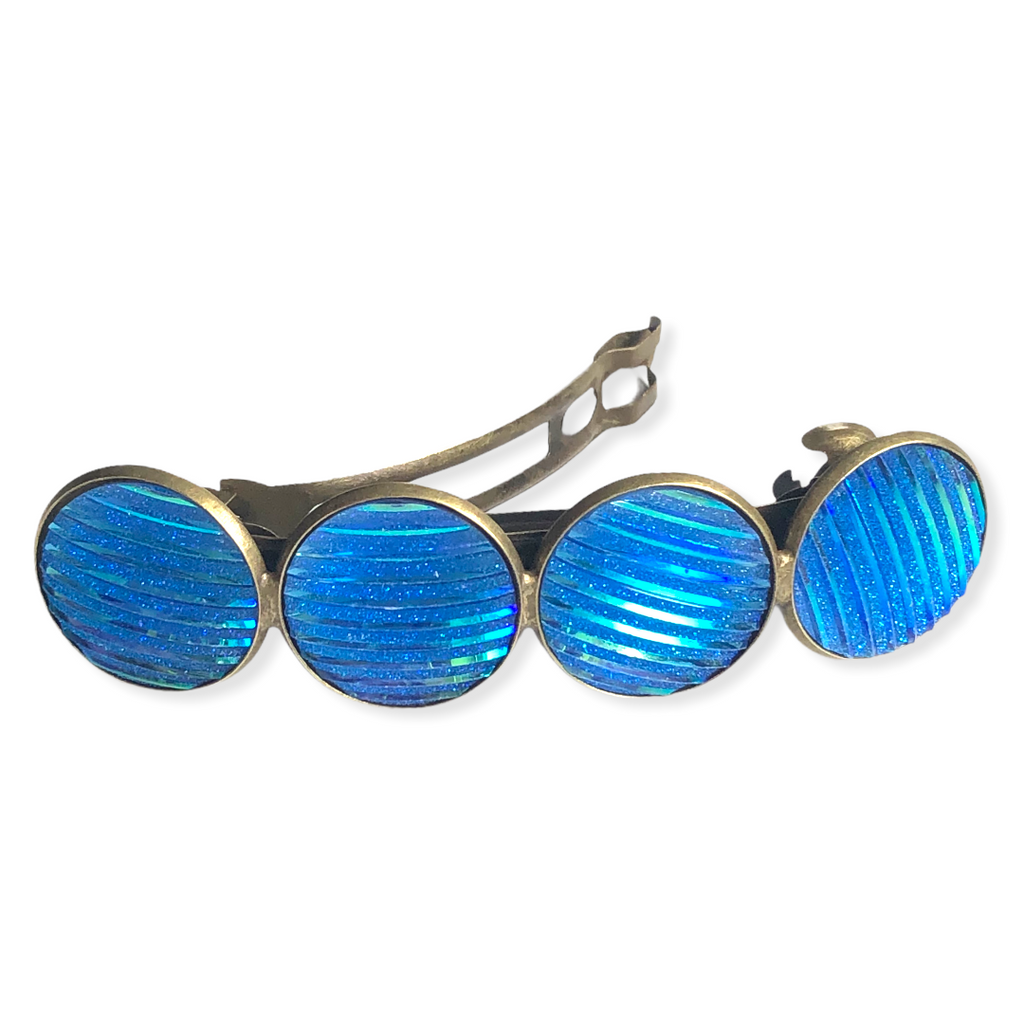 Color Hairclip XL glas cabochon haarspeld shine blauw 043 - HAIRPIN.NU