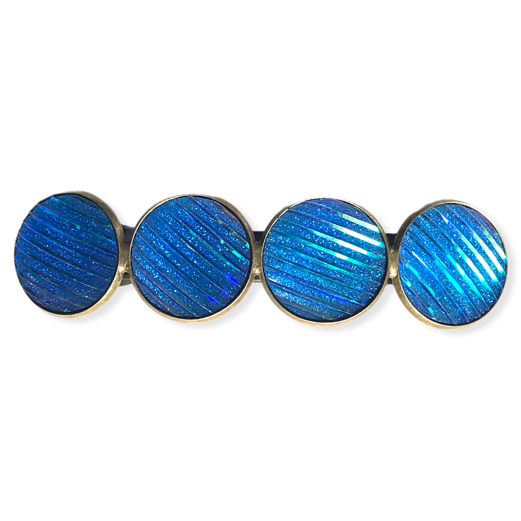 Color Hairclip XL glas cabochon haarspeld shine blauw 043 - HAIRPIN.NU