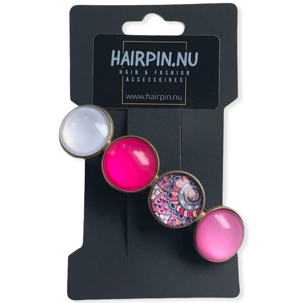 Color Hairclip XL glas cabochon haarspeld Ibiza roze 046