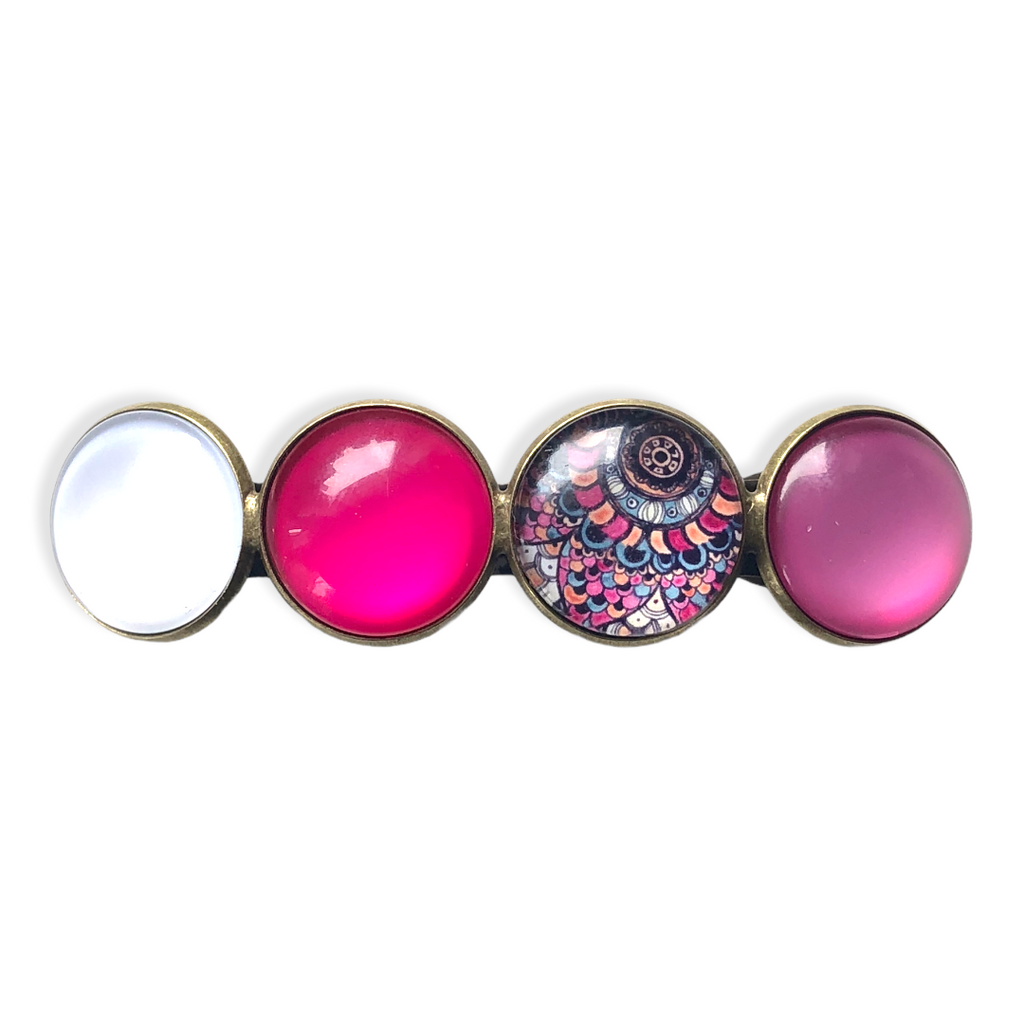 Color Hairclip XL glas cabochon haarspeld Ibiza roze 046
