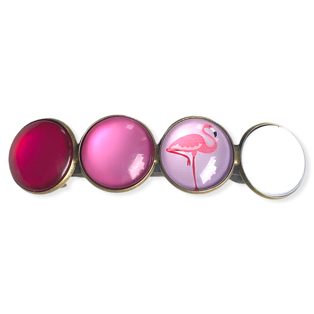 Color Hairclip XL glas cabochon haarspeld Flamingo Roze 047