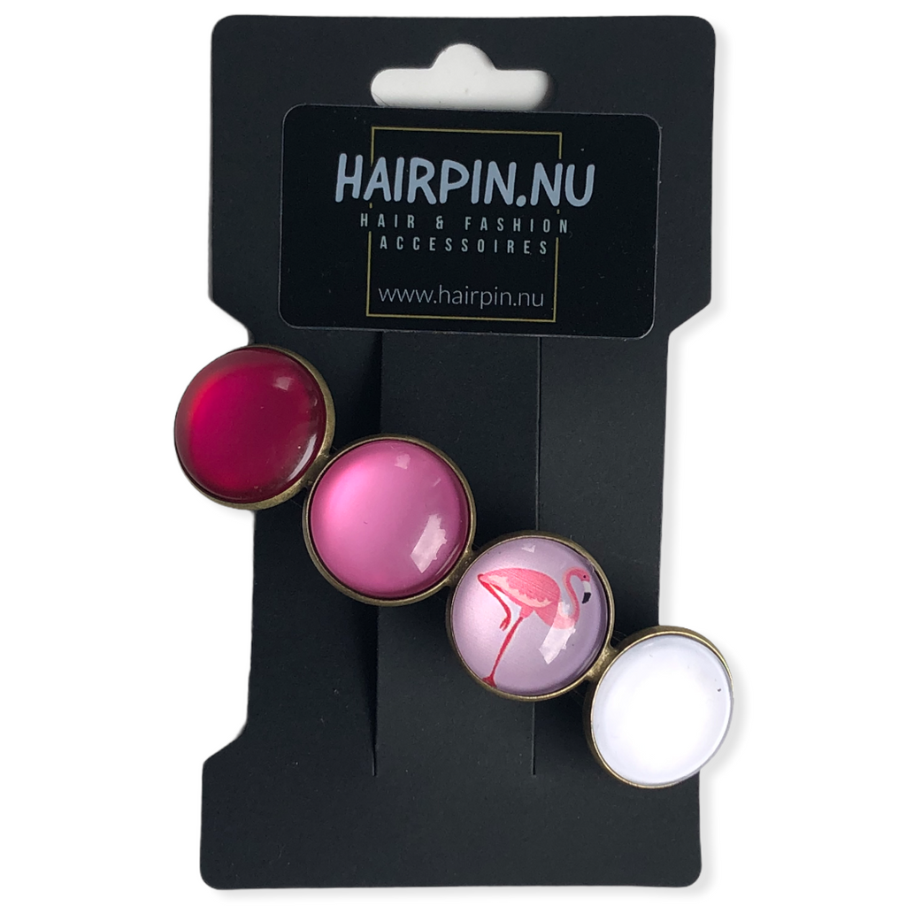 Color Hairclip XL glas cabochon haarspeld Flamingo Roze 047